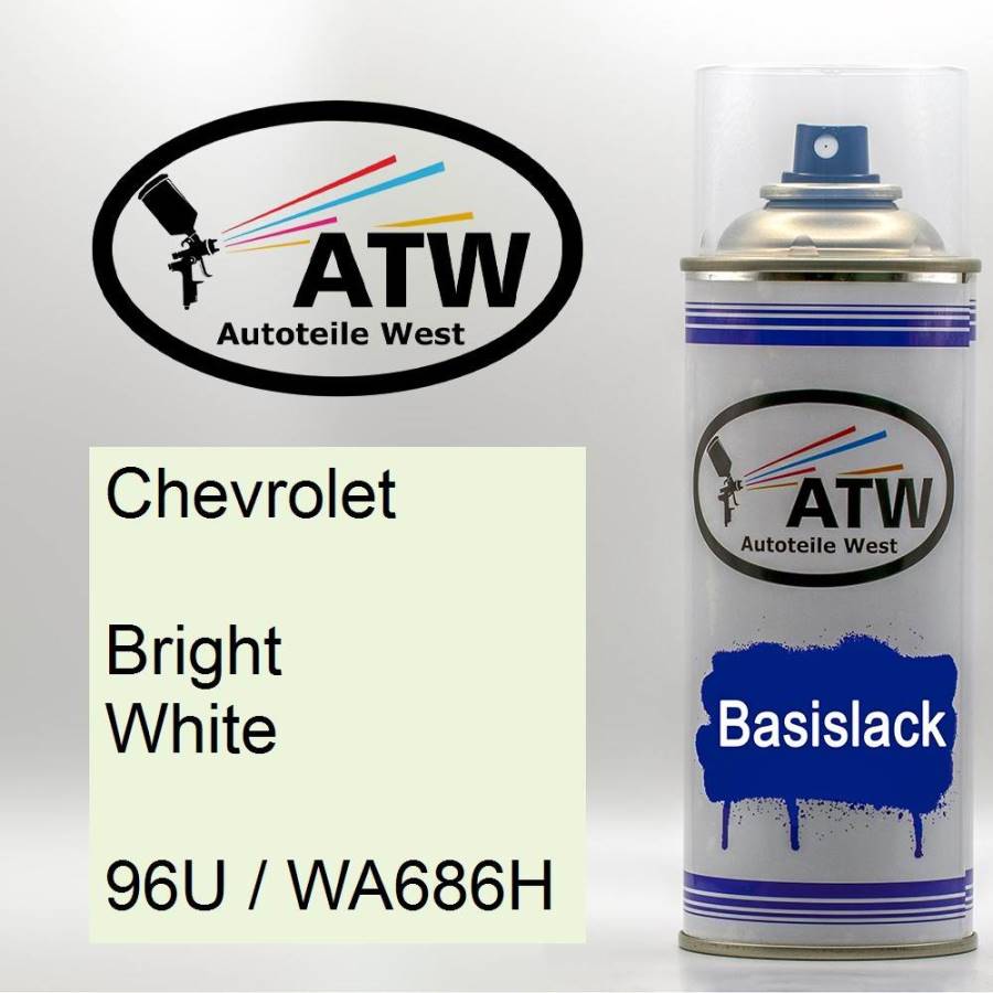 Chevrolet, Bright White, 96U / WA686H: 400ml Sprühdose, von ATW Autoteile West.